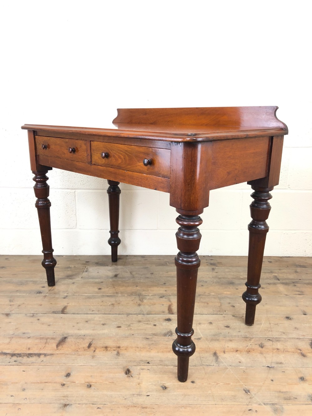Antique Victorian Mahogany Two Drawer Side Table View XI