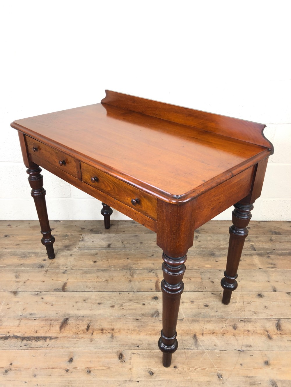 Antique Victorian Mahogany Two Drawer Side Table View XII