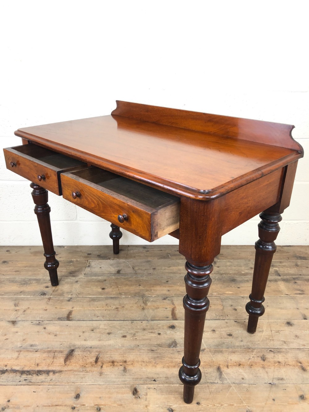 Antique Victorian Mahogany Two Drawer Side Table View XIII
