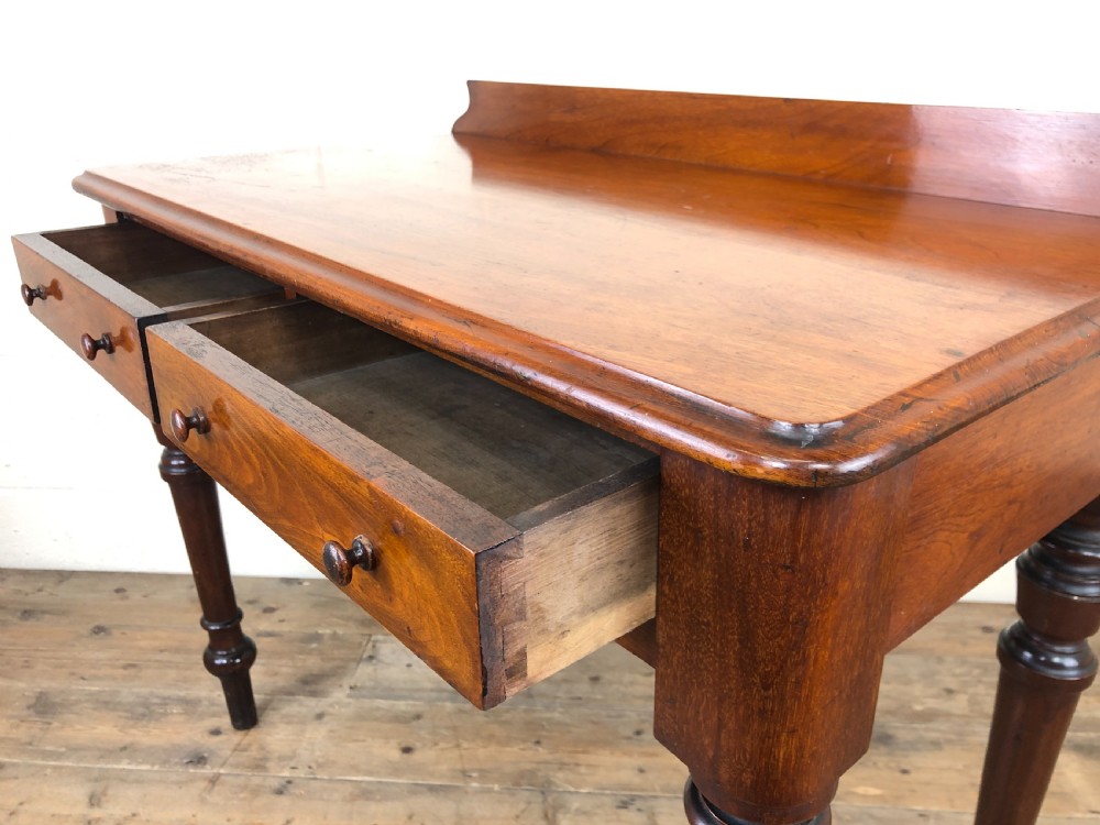 Antique Victorian Mahogany Two Drawer Side Table View XIV