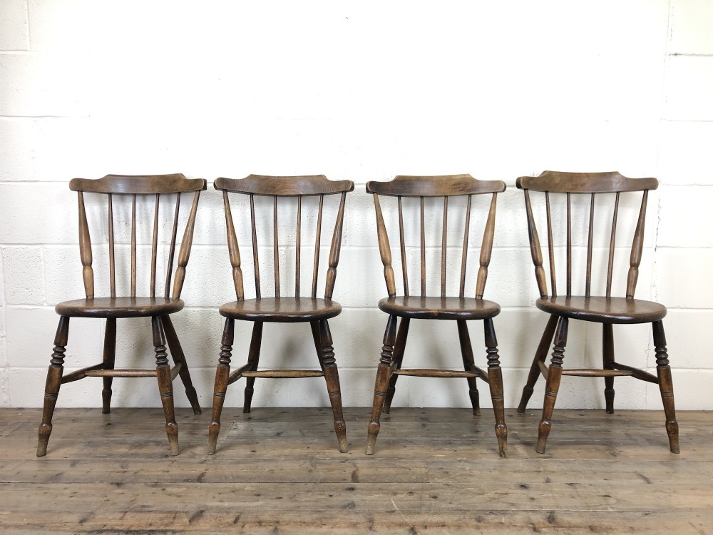 Set of Four Victorian Elm Penny Chairs
