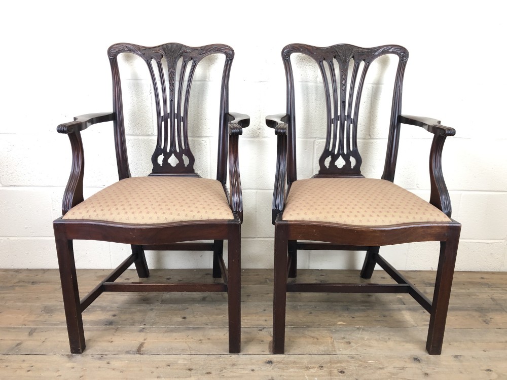 Pair of 19th Century Chippendale Style Armchairs