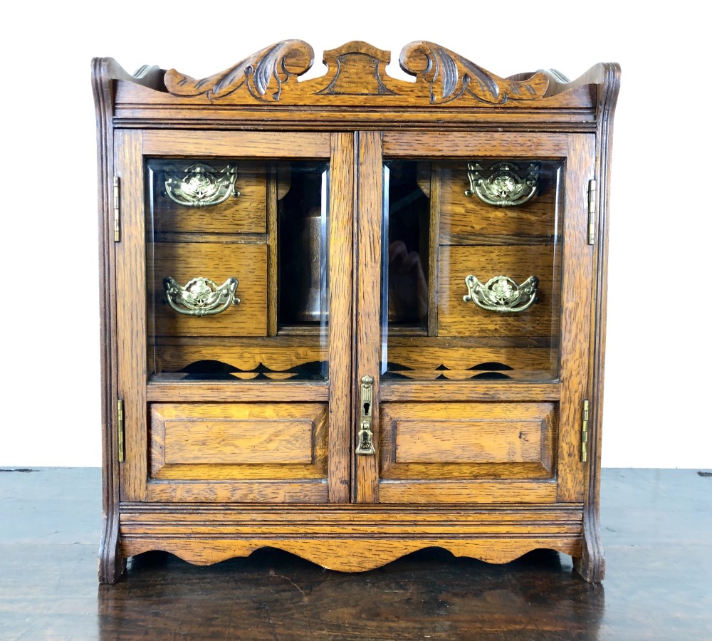 Antique Edwardian Oak Smoker’s Cabinet