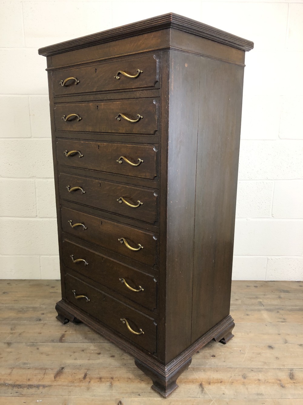 Early 20th Century Antique Oak Narrow Chest of Drawers