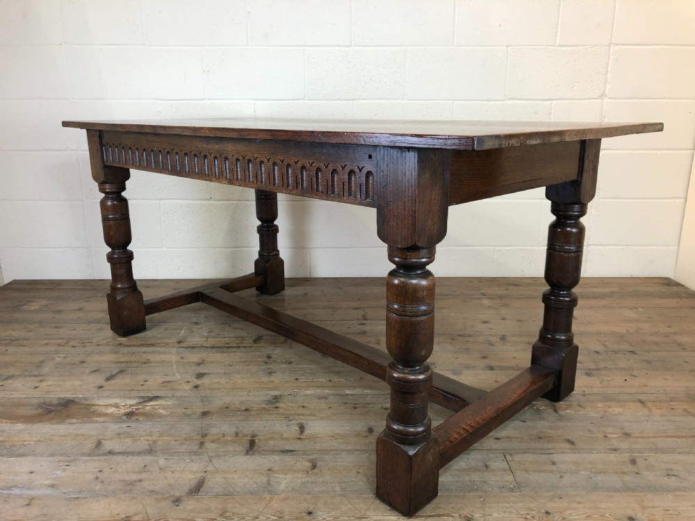 Early 20th Century Antique Oak Refectory Table View XI