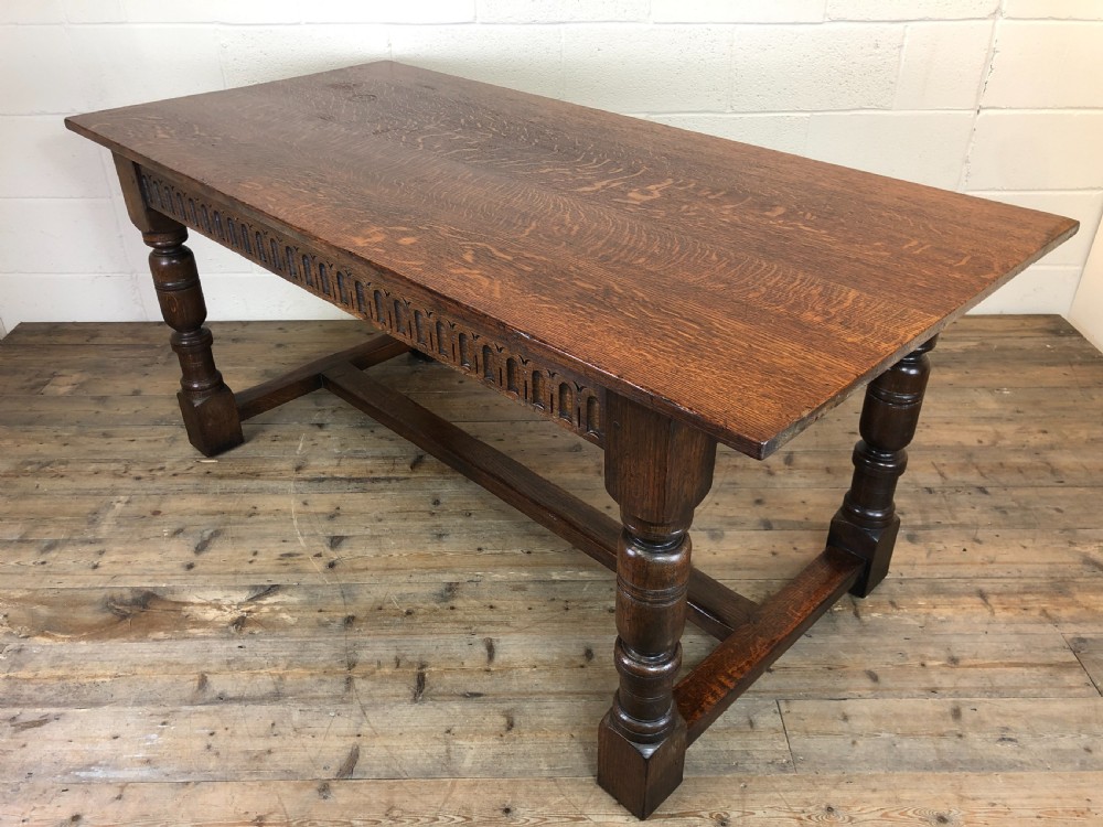 Early 20th Century Antique Oak Refectory Table View XII