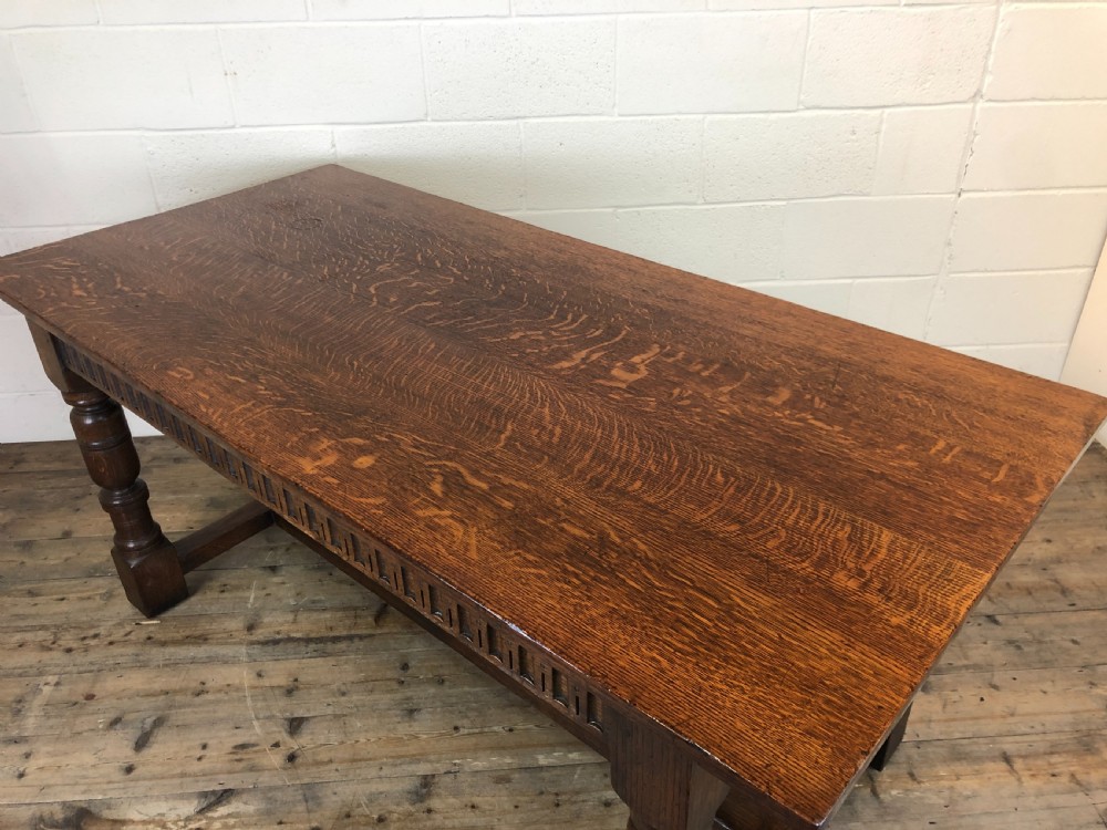 Early 20th Century Antique Oak Refectory Table View XIII