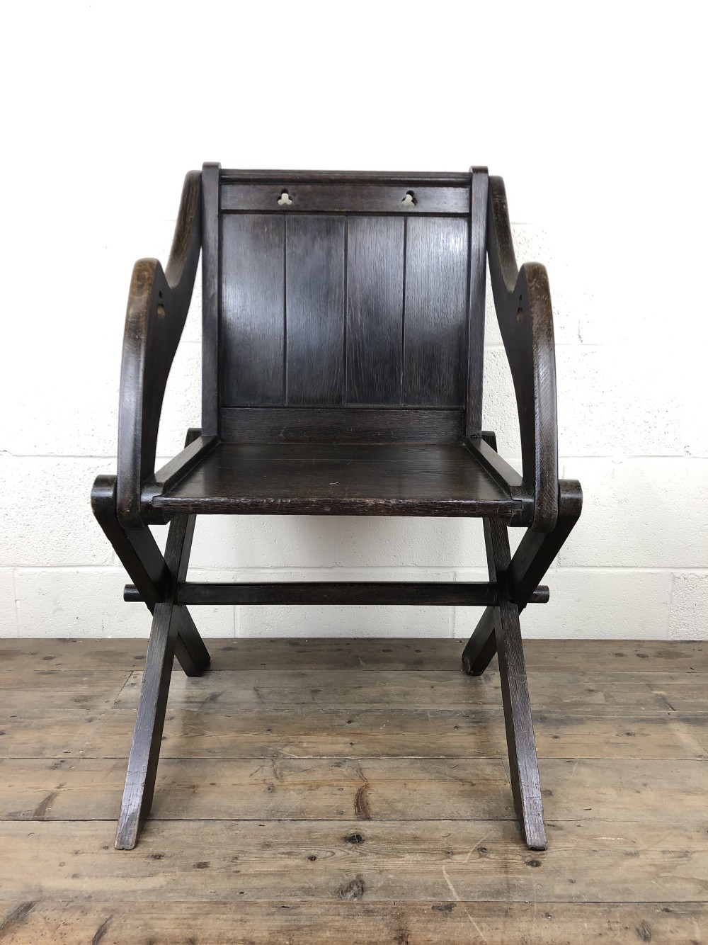 Unusual Antique Oak Gothic Armchair 