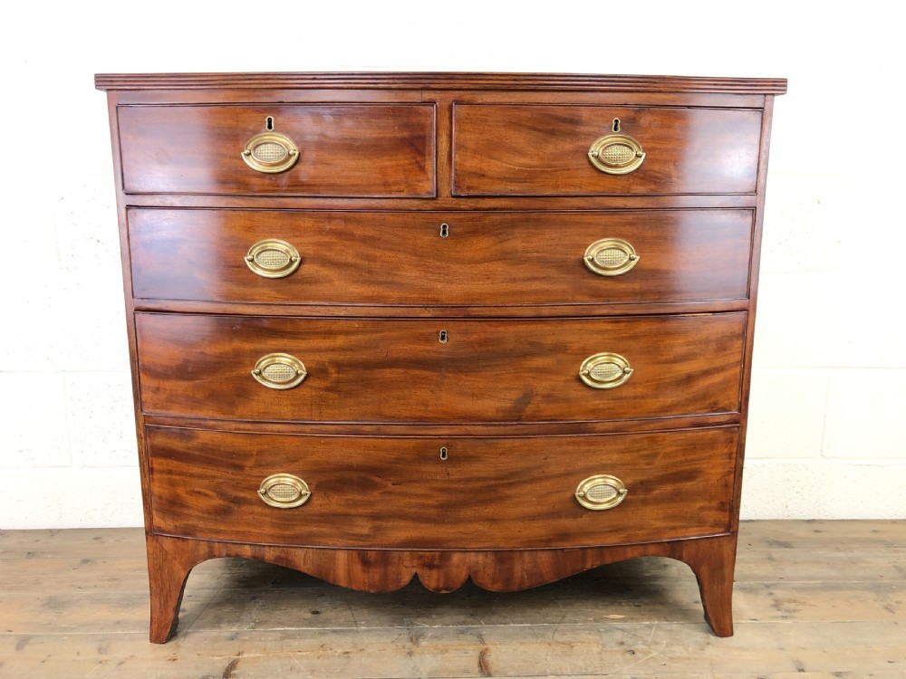 19th Century Mahogany Bow Front Chest of Drawers View II
