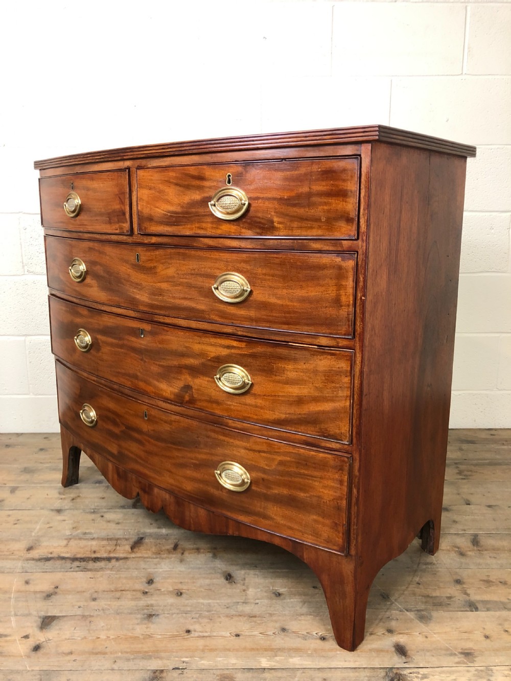 19th Century Mahogany Bow Front Chest of Drawers View IX