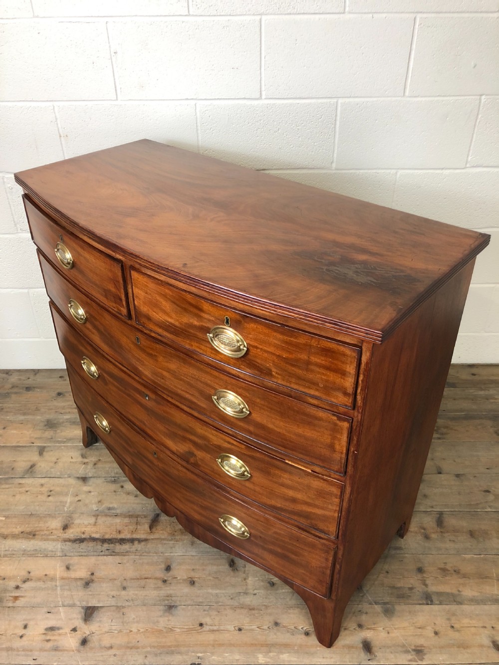 19th Century Mahogany Bow Front Chest of Drawers View X