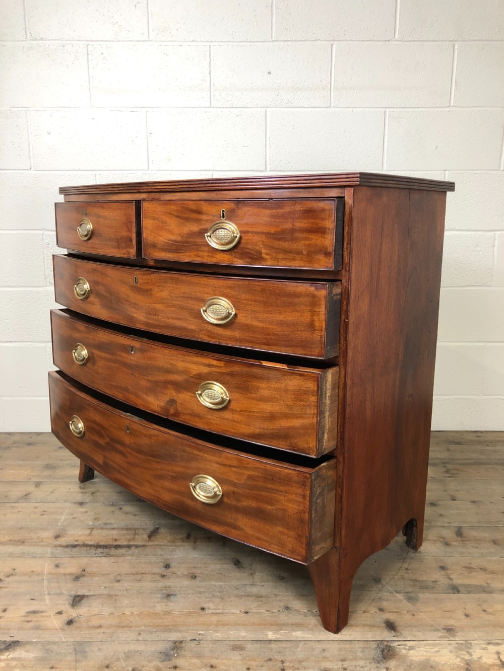 19th Century Mahogany Bow Front Chest of Drawers View XI