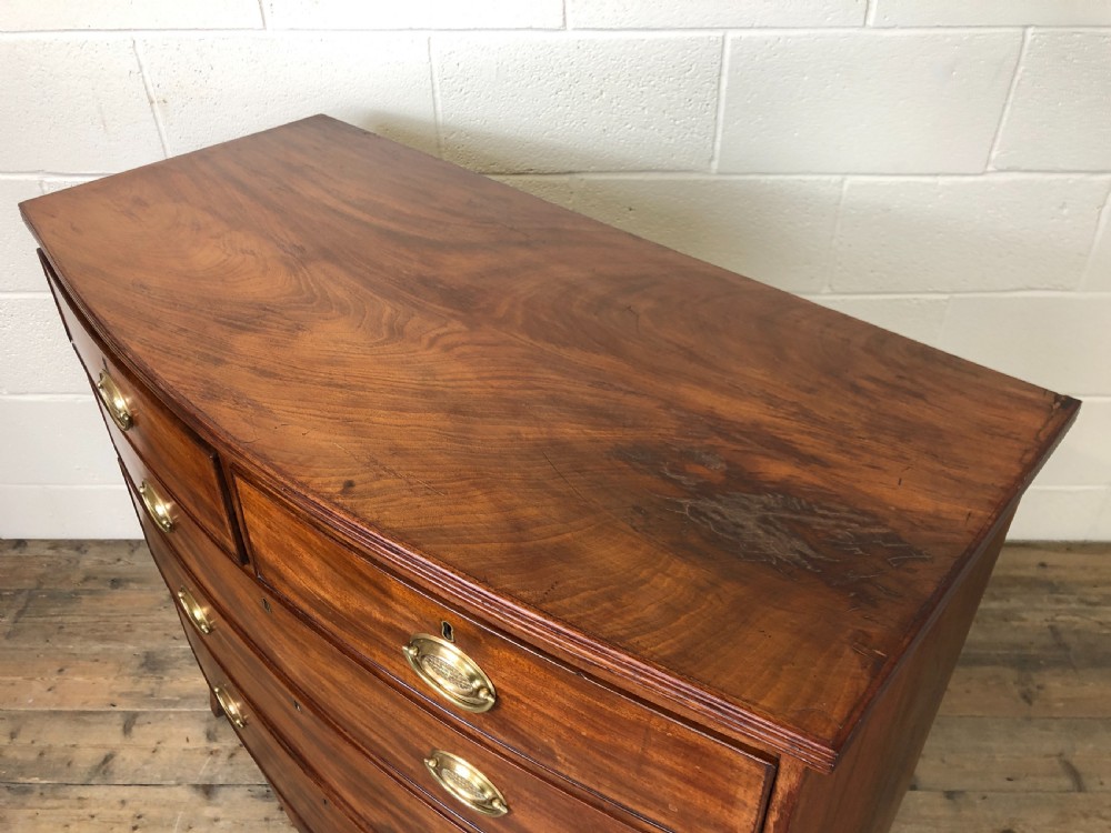 19th Century Mahogany Bow Front Chest of Drawers View XVI