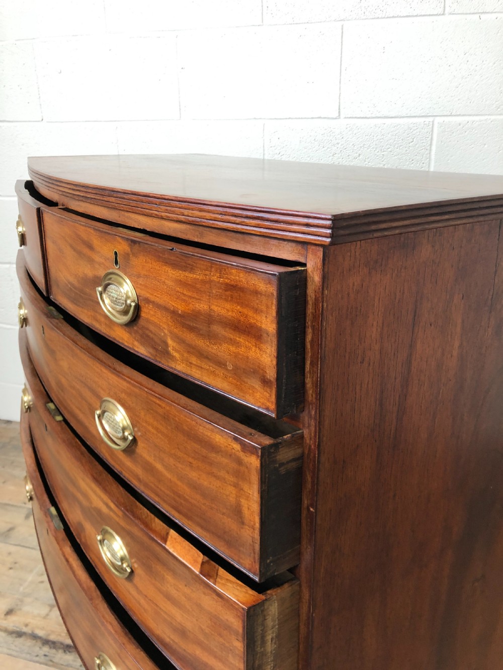 19th Century Mahogany Bow Front Chest of Drawers View XVII