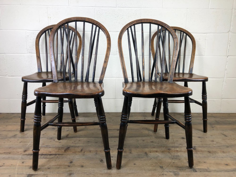 Set of Four 19th Century Ash and Elm Hoop Back Chairs View II