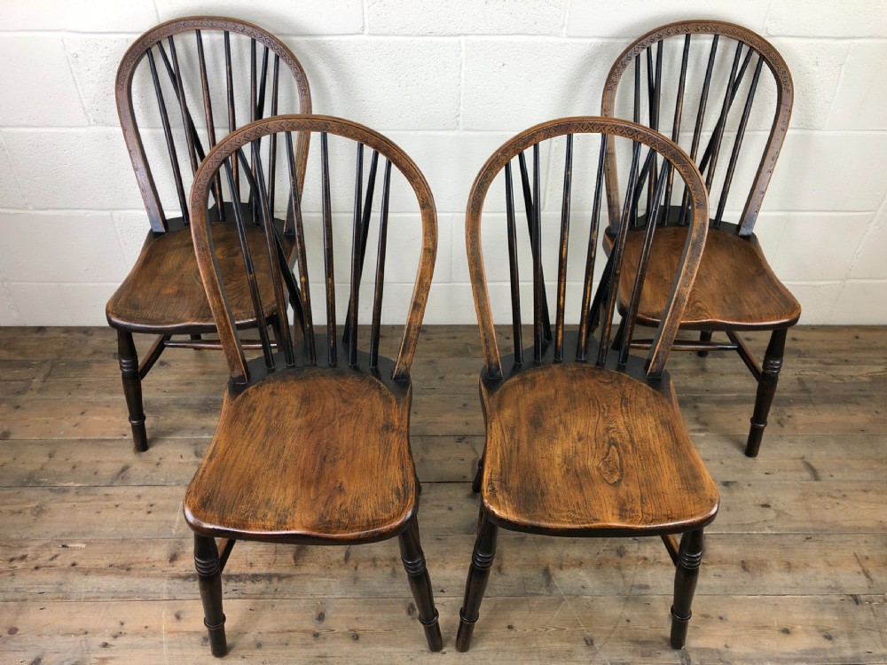 Set of Four 19th Century Ash and Elm Hoop Back Chairs View III
