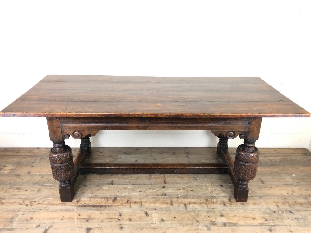 Antique Carved Oak Refectory Dining Table  View II