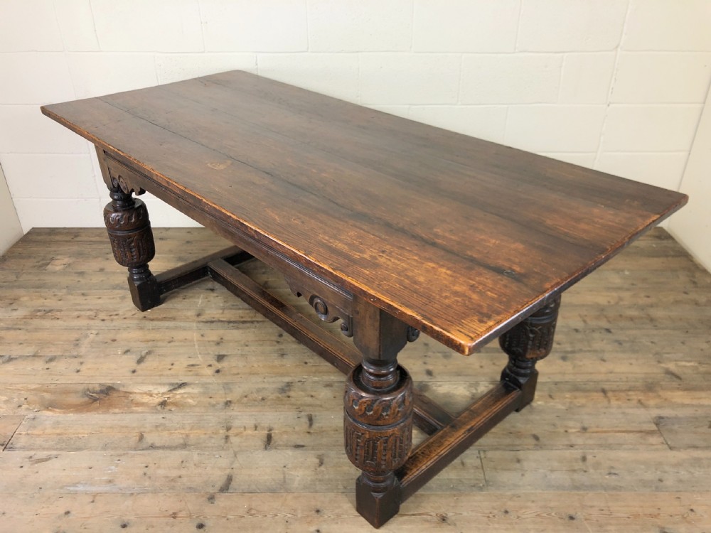 Antique Carved Oak Refectory Dining Table  View IV