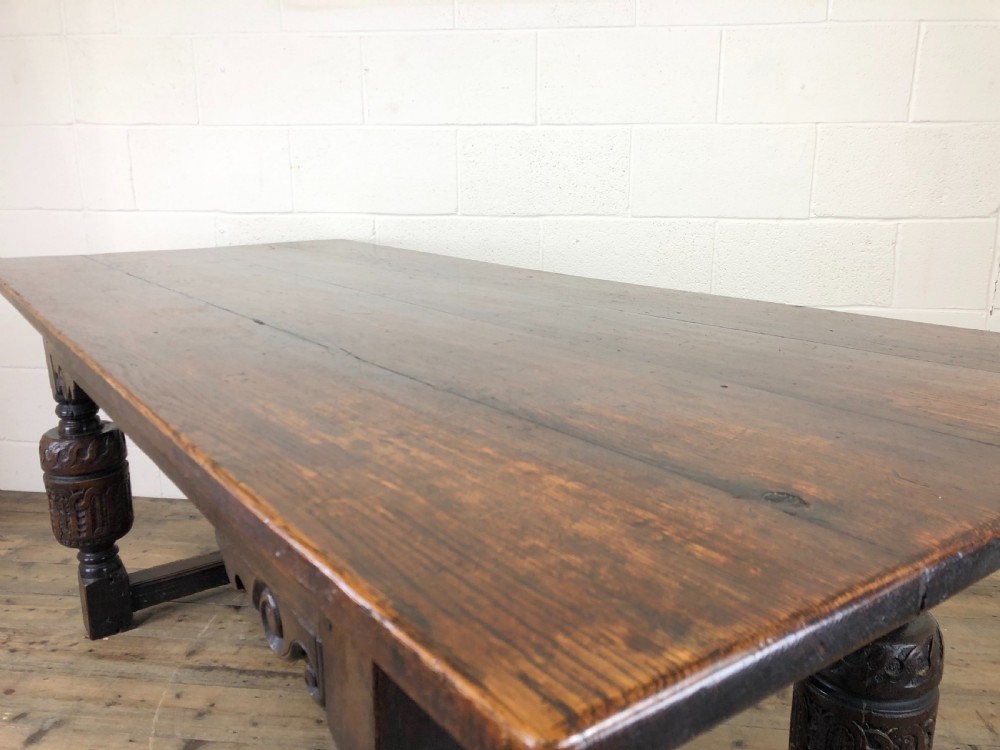 Antique Carved Oak Refectory Dining Table  View VIII