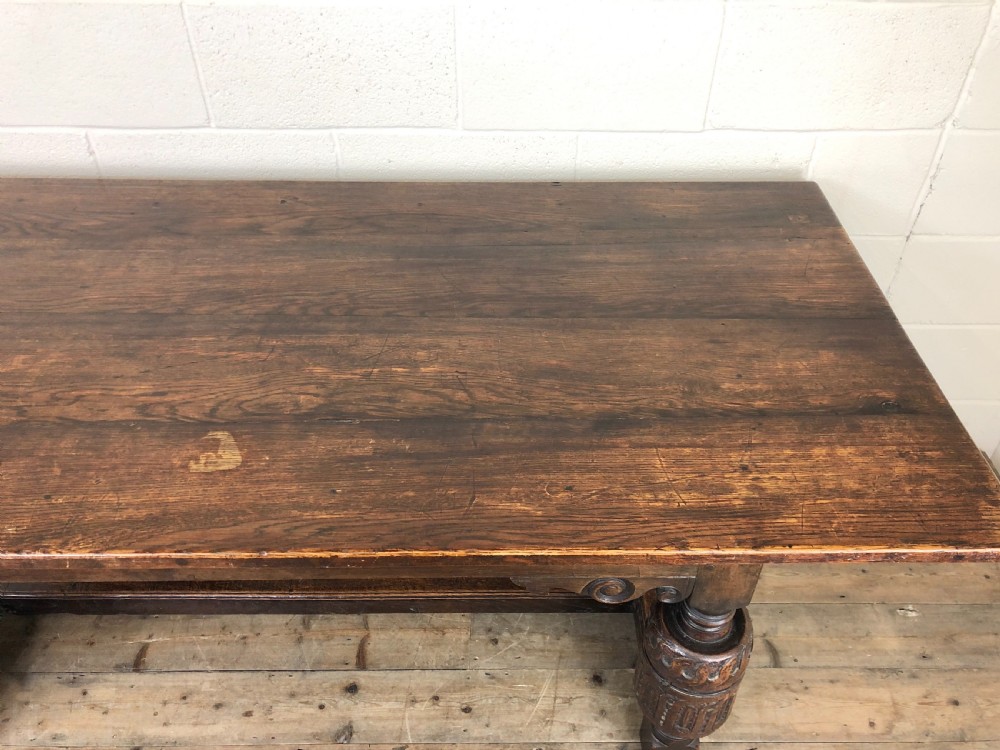 Antique Carved Oak Refectory Dining Table  View IX