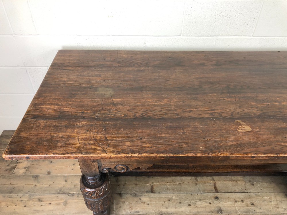 Antique Carved Oak Refectory Dining Table  View X