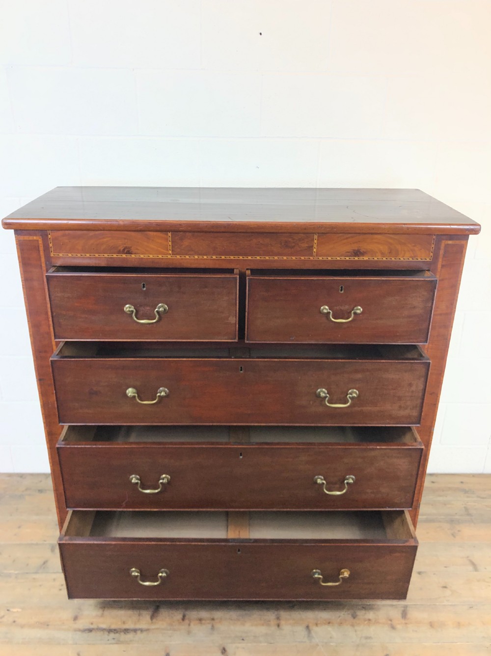 Large 19th Century Inlaid Mahogany Chest of Drawers View IX