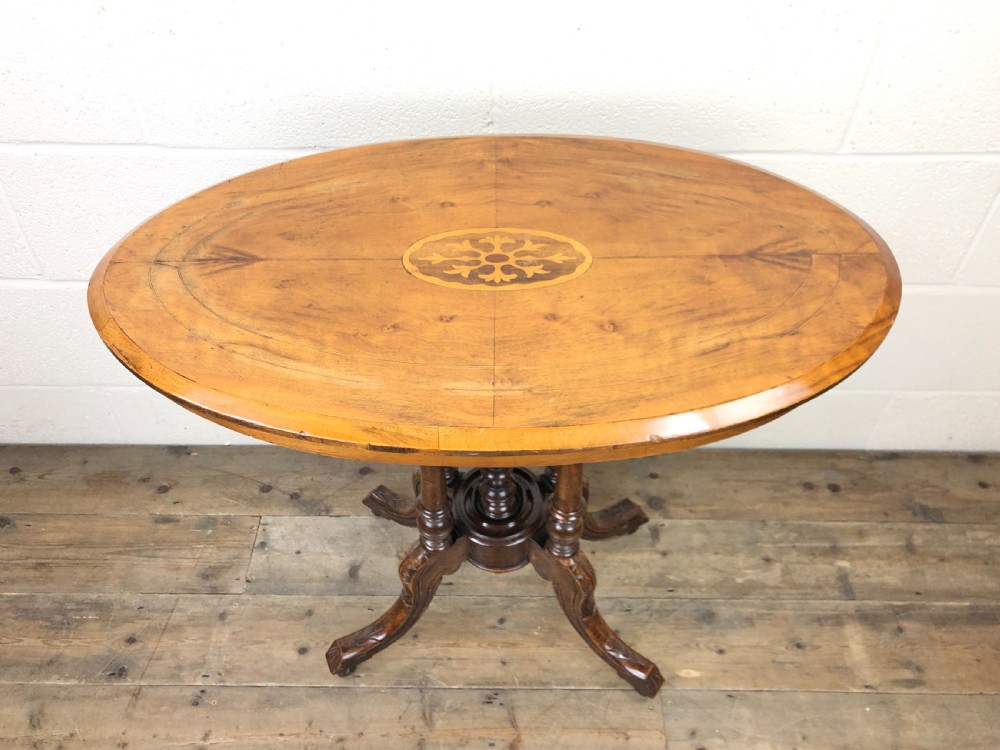 Victorian Walnut Oval Tilt Top Occasional Table