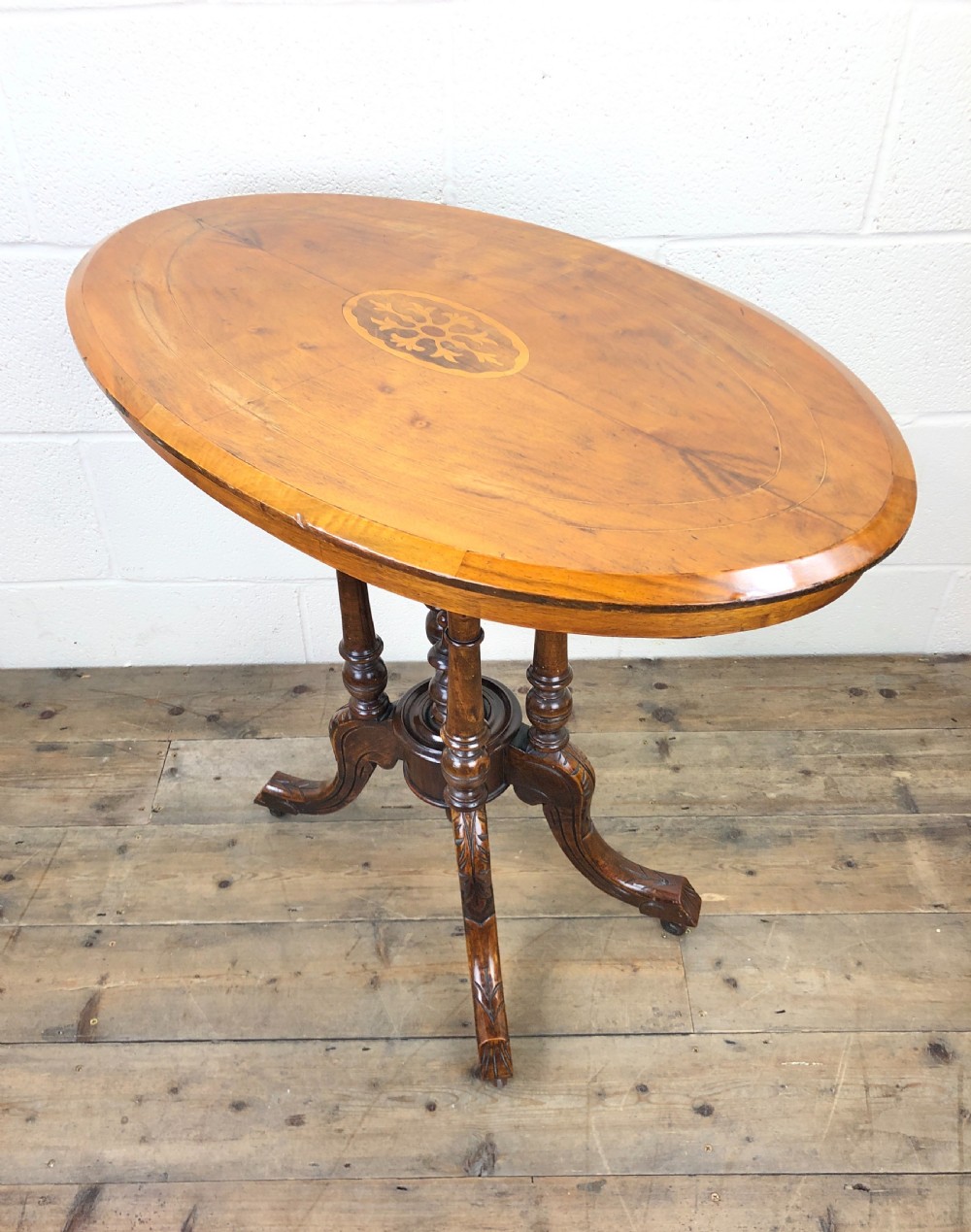 Victorian Walnut Oval Tilt Top Occasional Table View VIII