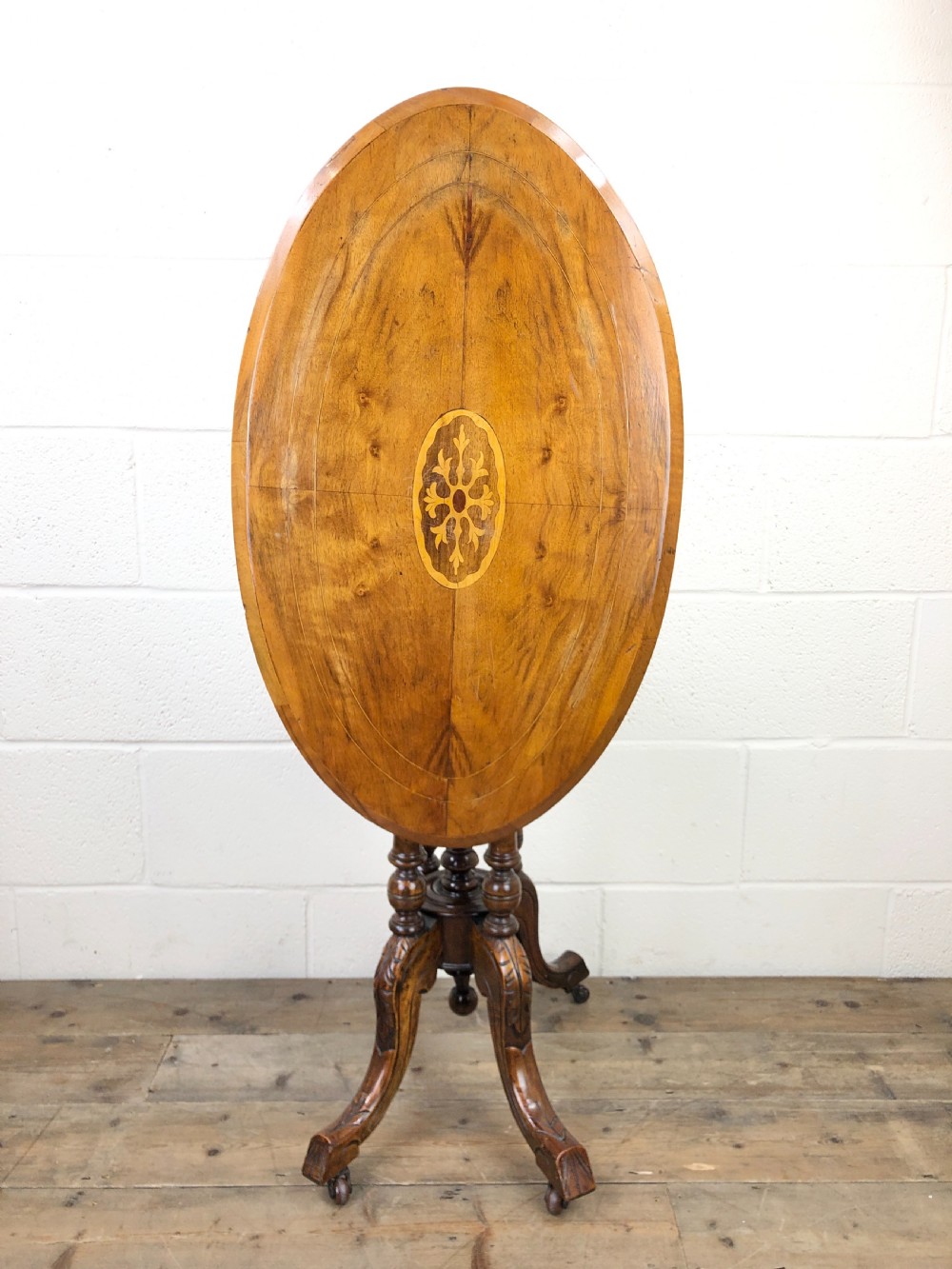 Victorian Walnut Oval Tilt Top Occasional Table View IX