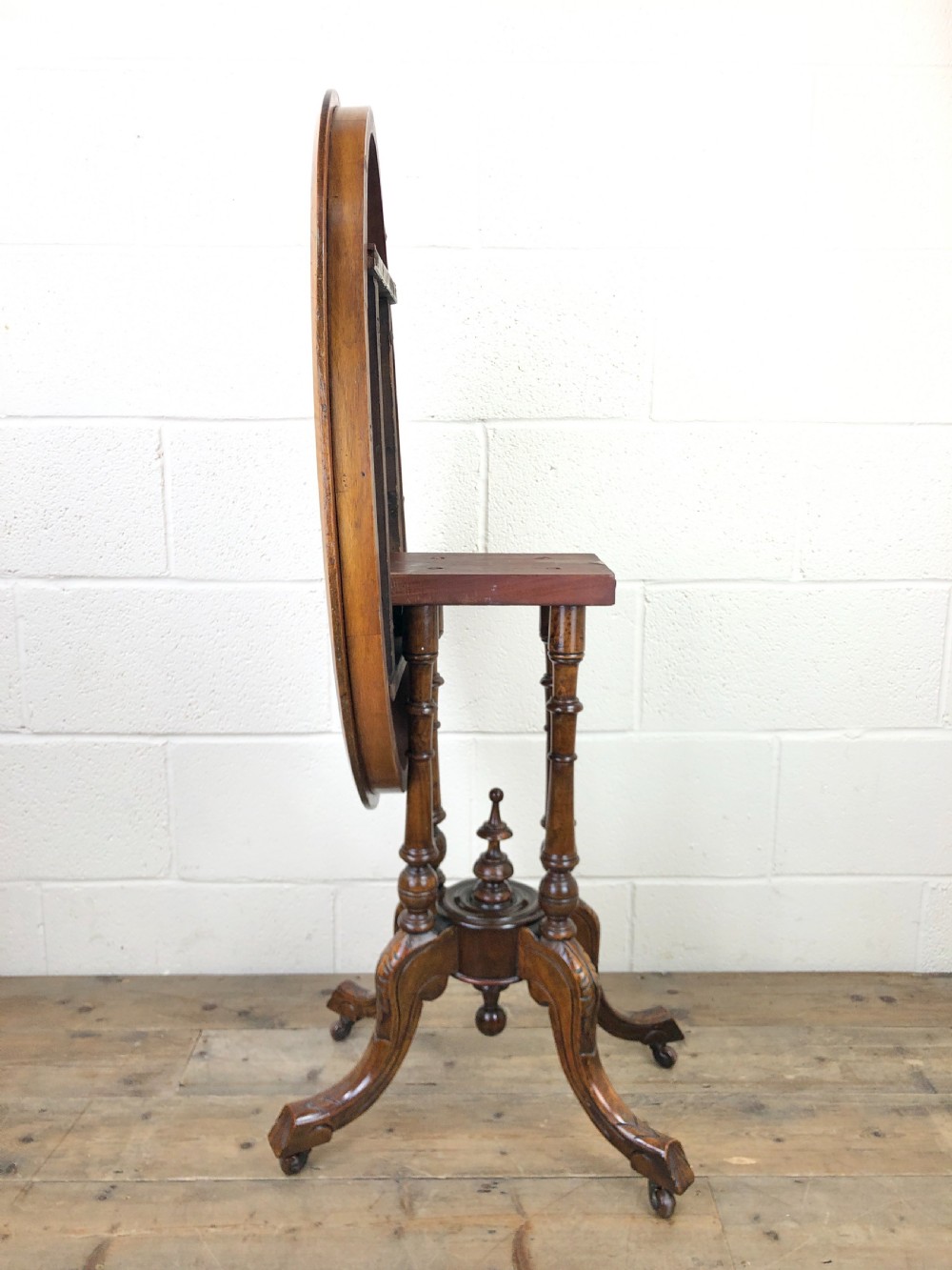 Victorian Walnut Oval Tilt Top Occasional Table View X