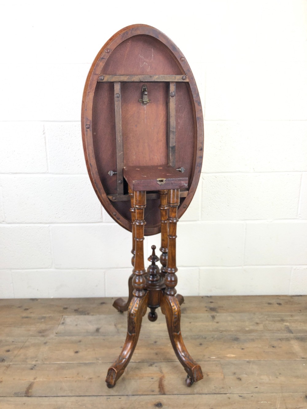 Victorian Walnut Oval Tilt Top Occasional Table View XI