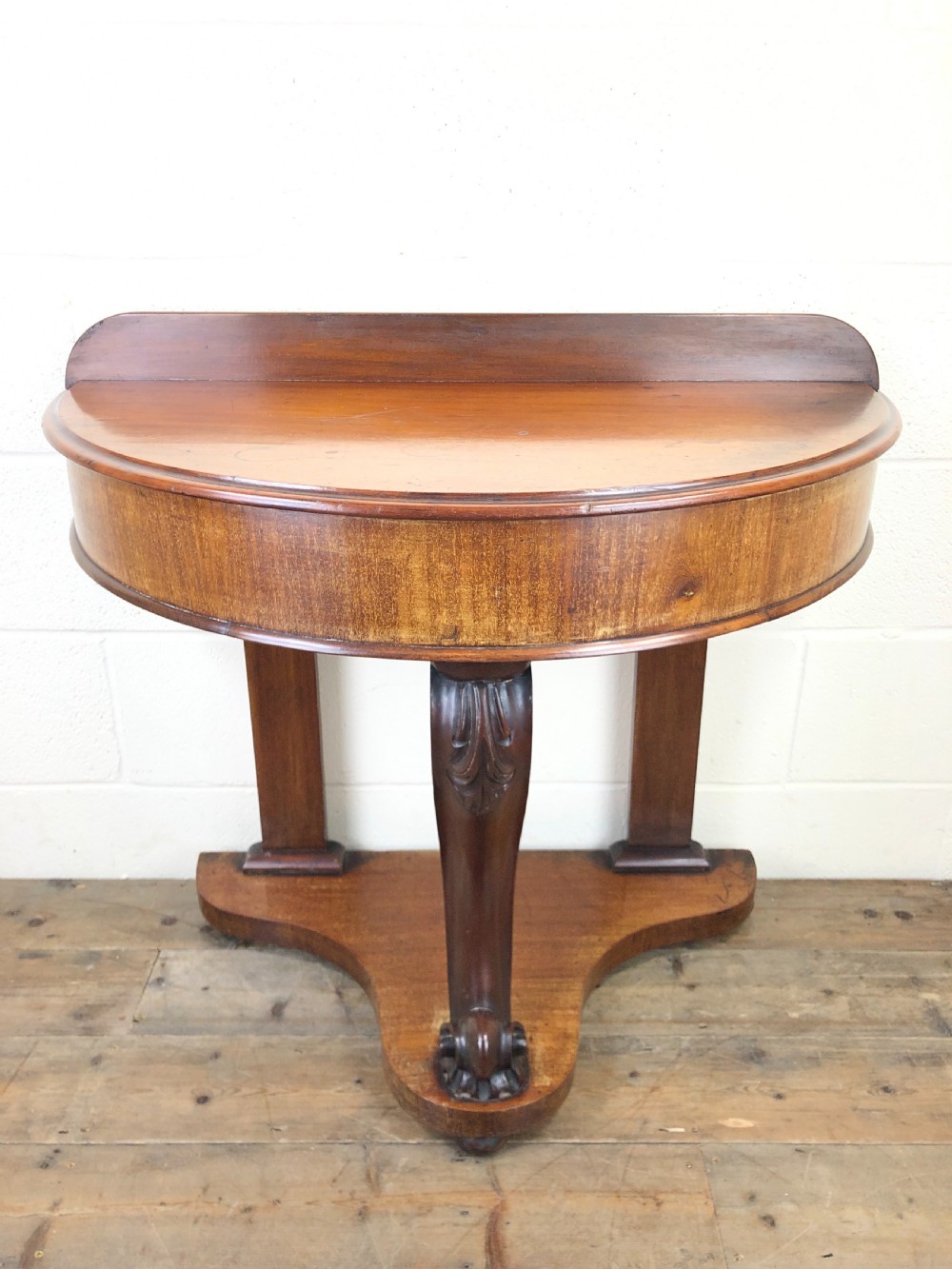 Victorian Mahogany Demi Lune Console Table