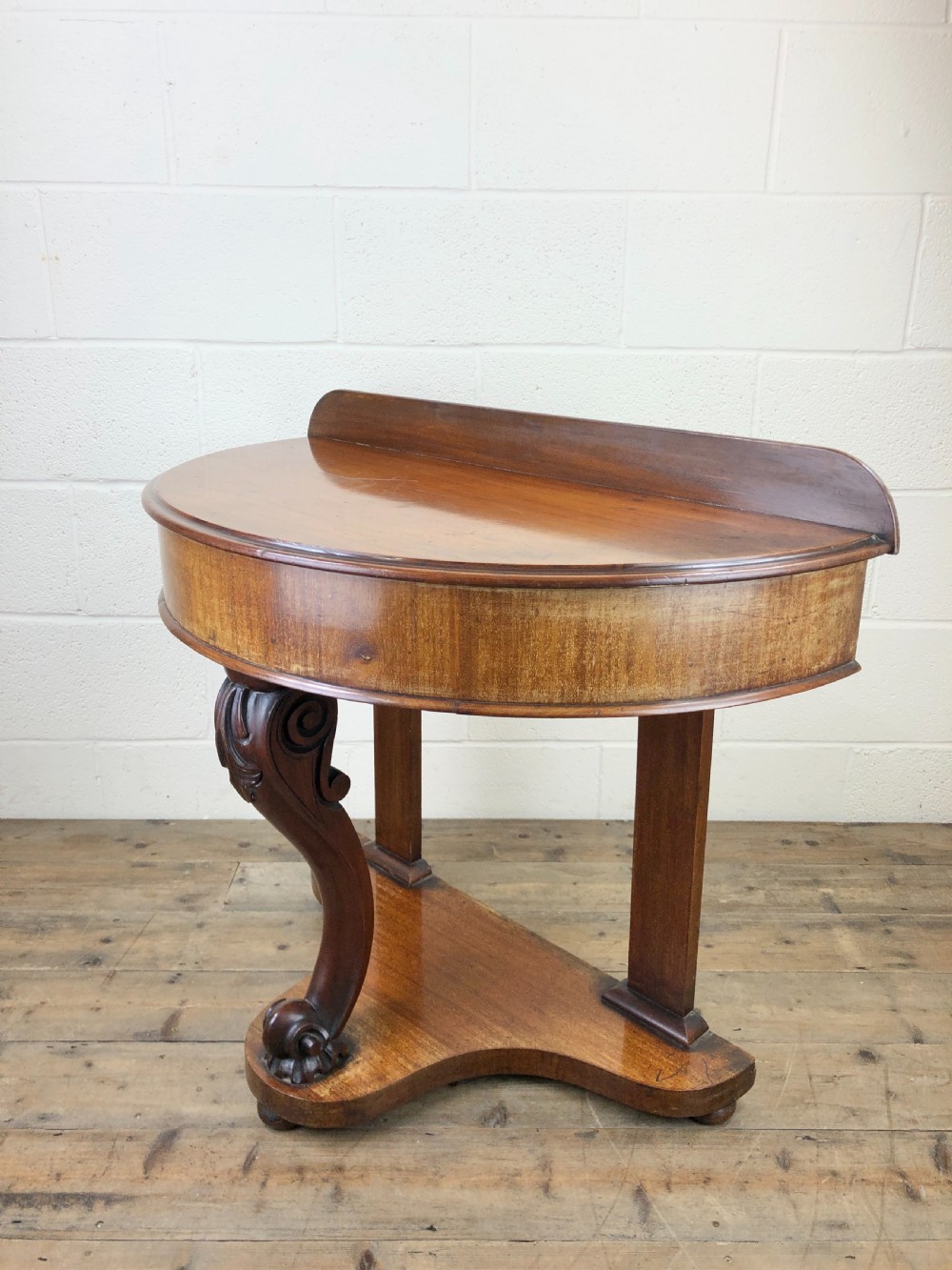 Victorian Mahogany Demi Lune Console Table View VI
