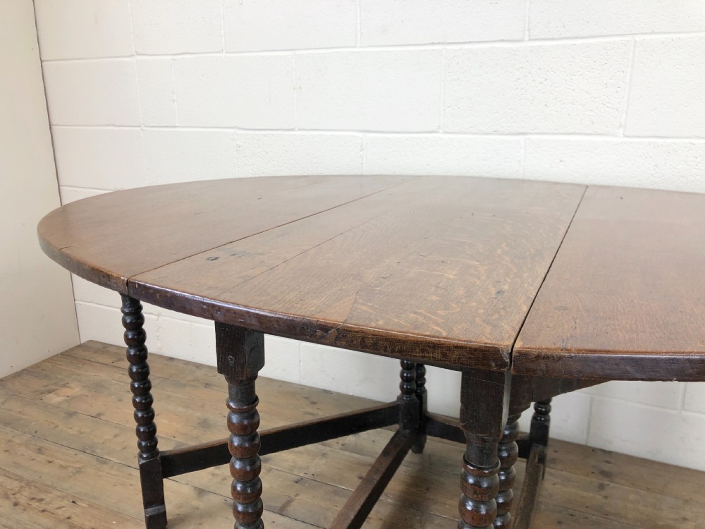 Antique 19th Century Oak Gate Leg Dining Table View V