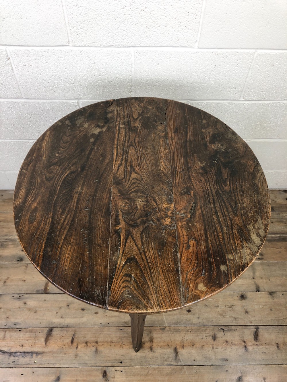 Antique 19th Century Elm Cricket Table View IV