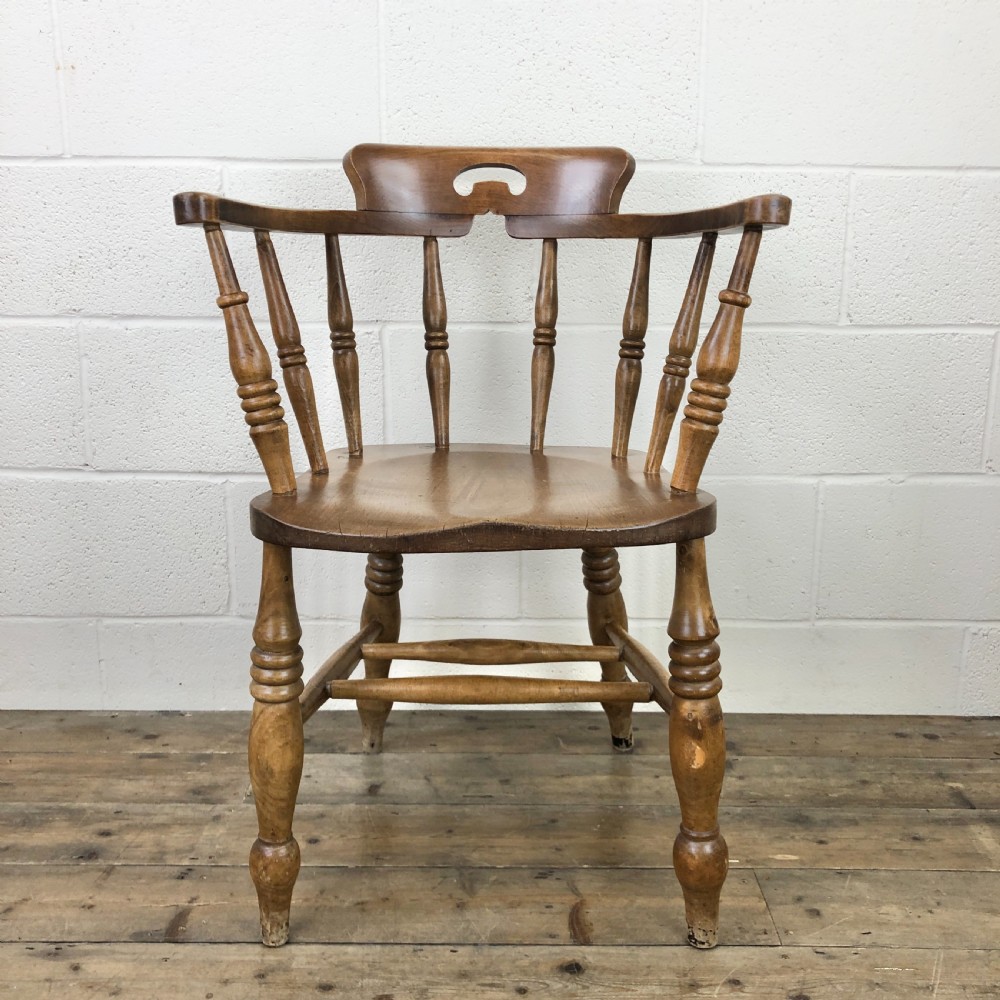 Antique Beech Spindle Back Smoker's Bow Chair