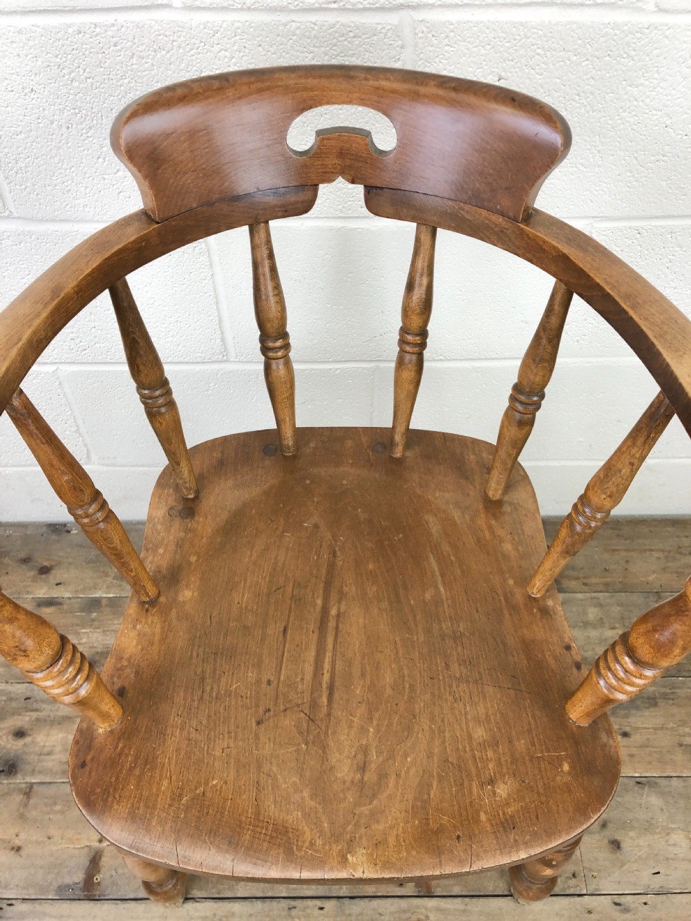 Antique Beech Spindle Back Smoker's Bow Chair View IV