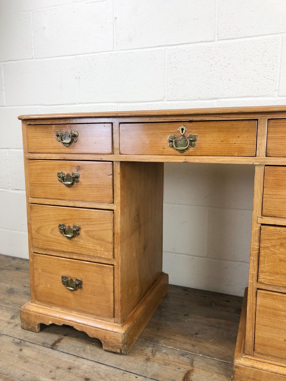 Antique Pine Pedestal Desk View IV