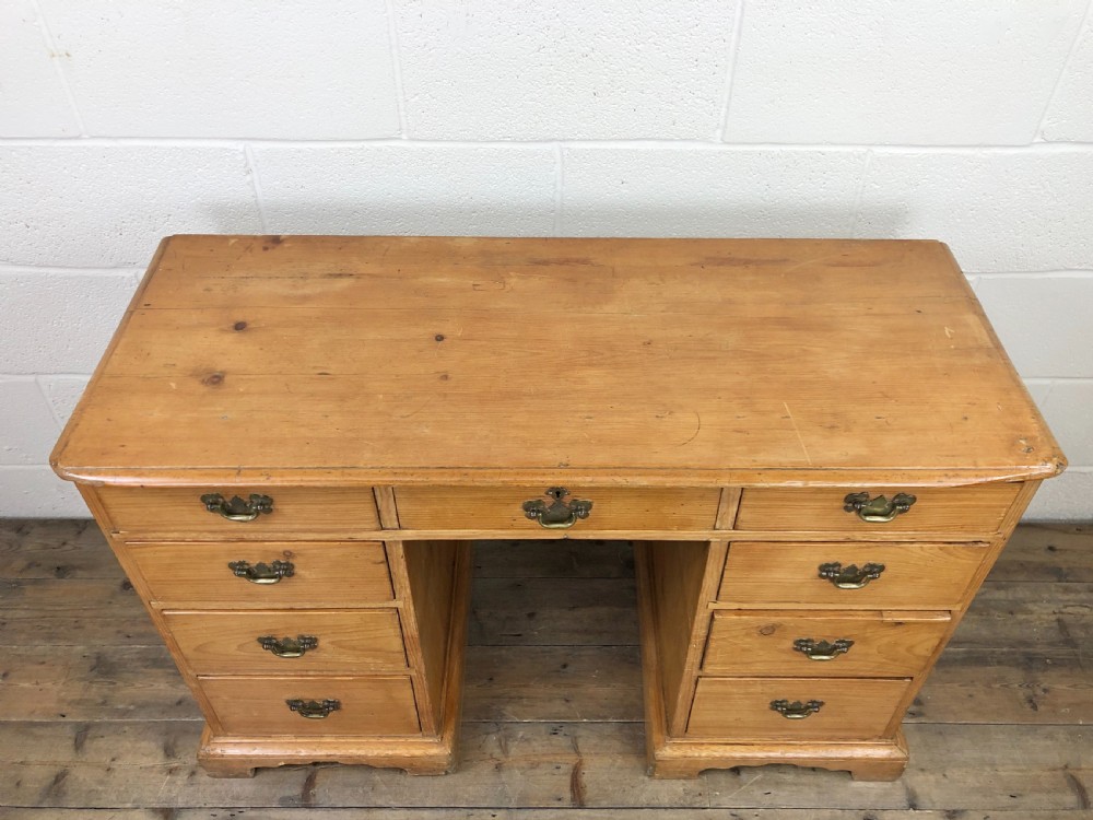 Antique Pine Pedestal Desk View VI