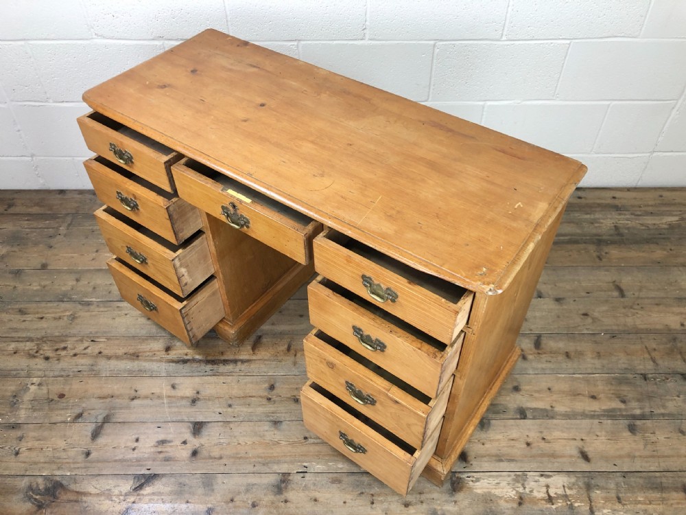 Antique Pine Pedestal Desk View IX
