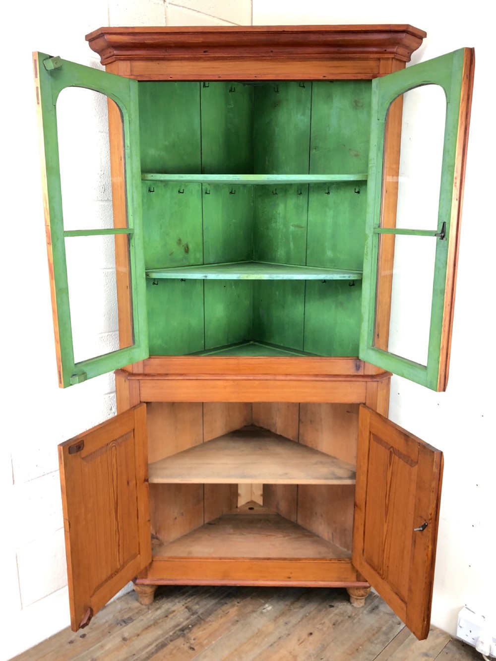 Victorian Pine Two Stage Corner Cupboard  View II