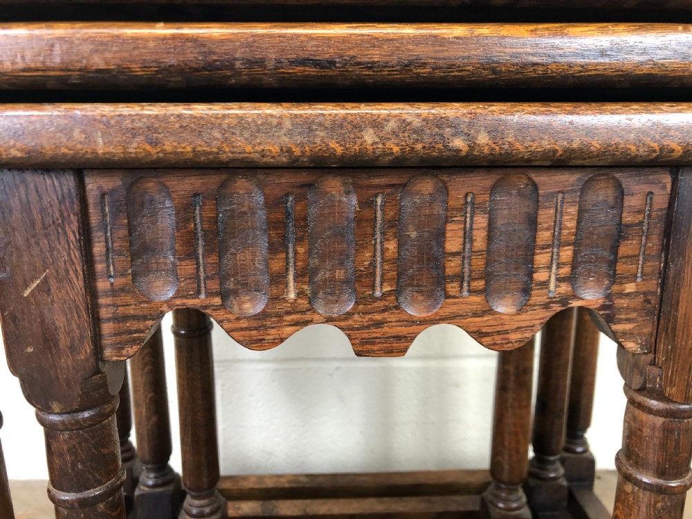 Early 20th Century Oak Nest of Three Side Tables View III
