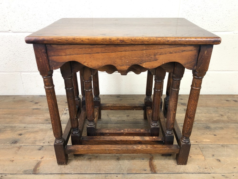 Early 20th Century Oak Nest of Three Side Tables View X