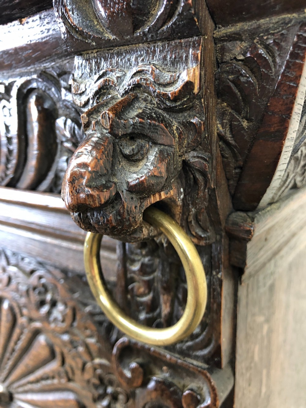 Victorian Carved Oak Glazed Cabinet View VII