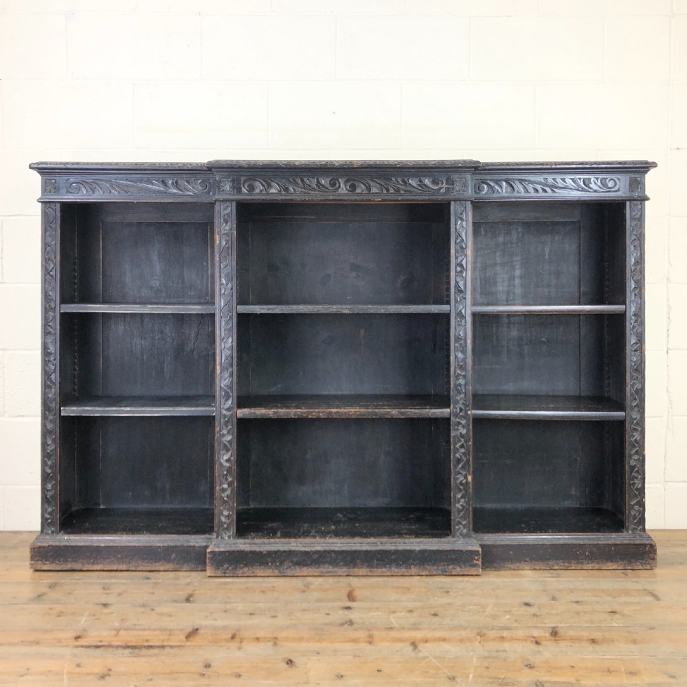 Victorian Oak Gothic Style Carved Bookcase