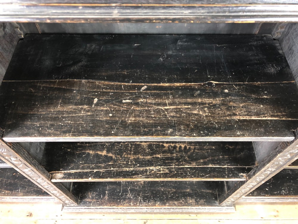 Victorian Oak Gothic Style Carved Bookcase View III