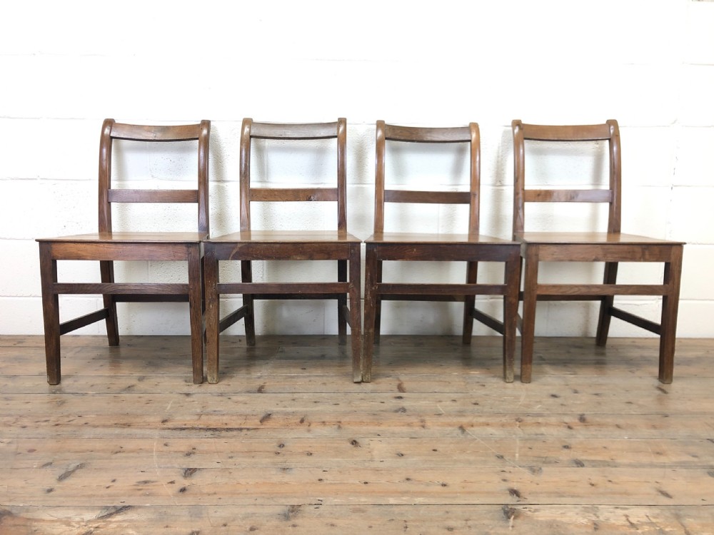 Set of Four Antique Farmhouse Kitchen Chairs