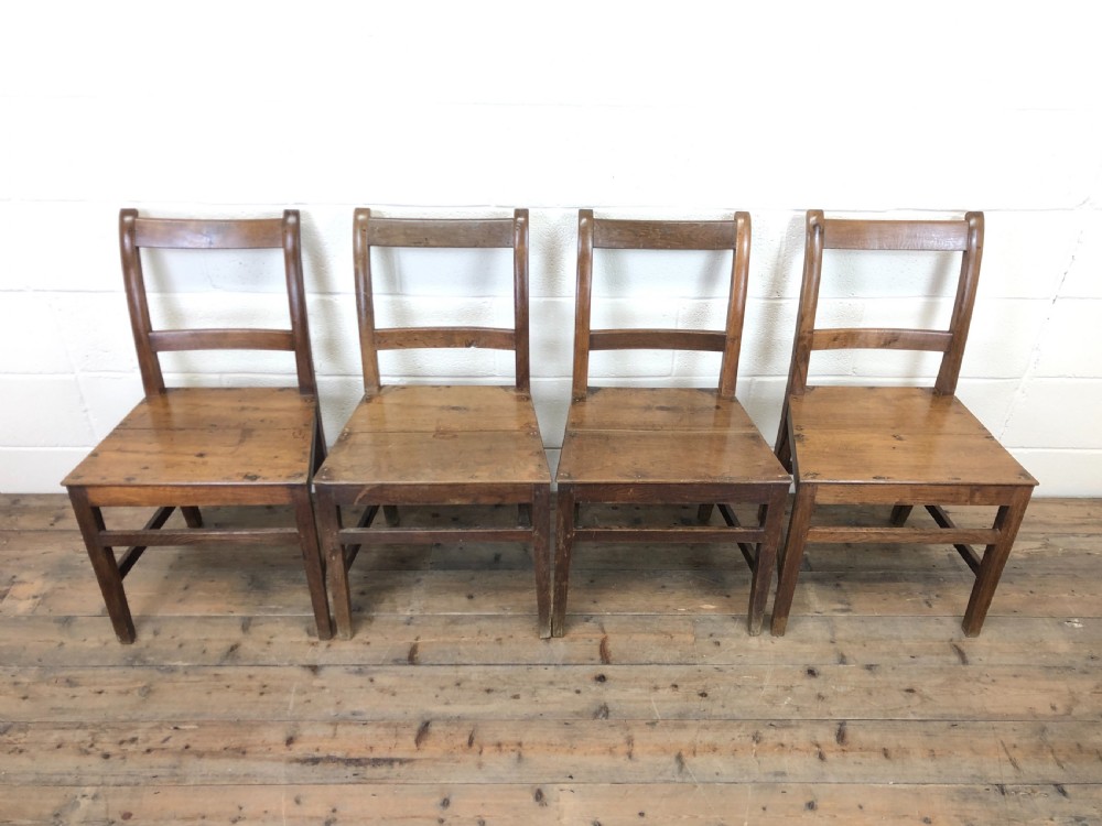 Set of Four Antique Farmhouse Kitchen Chairs View II