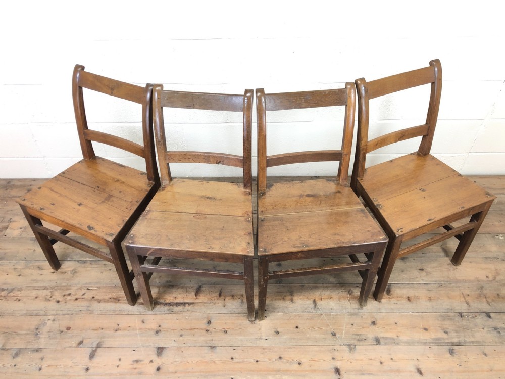 Set of Four Antique Farmhouse Kitchen Chairs View V