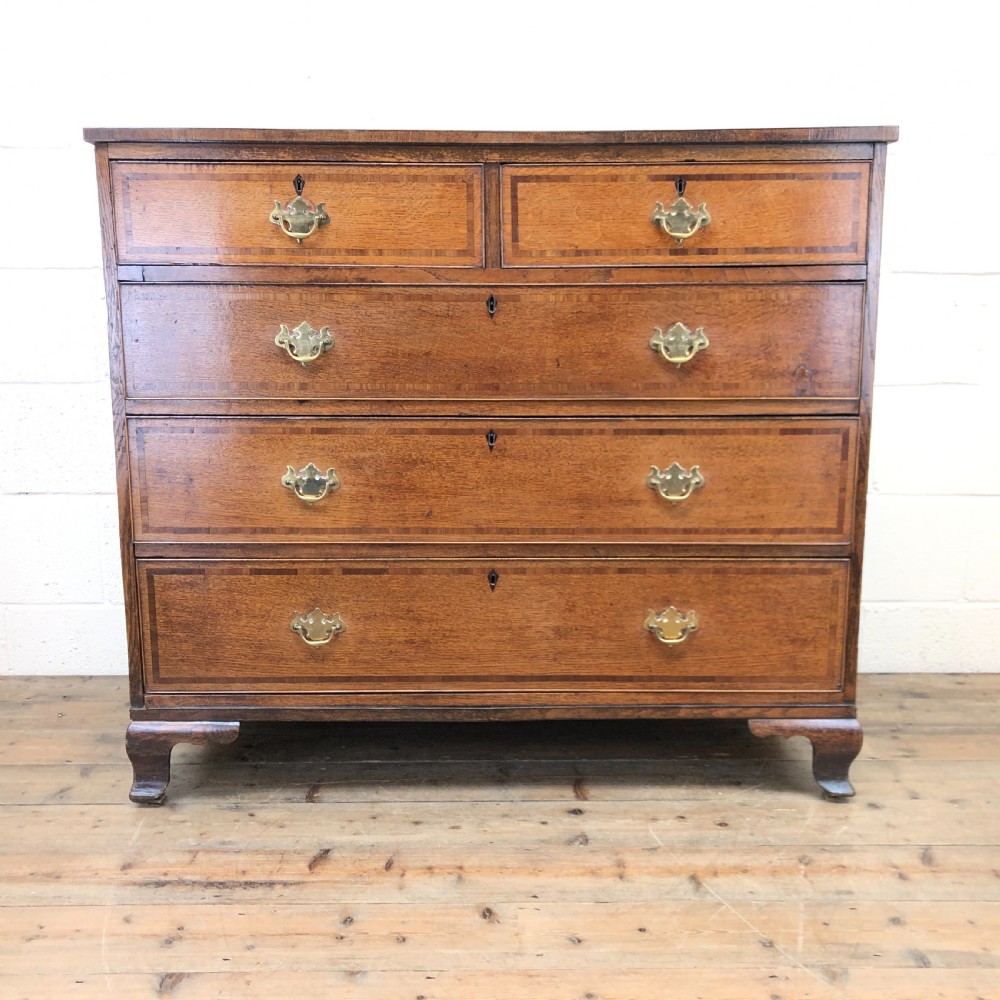 Georgian Country Oak Crossbanded Chest of Drawers